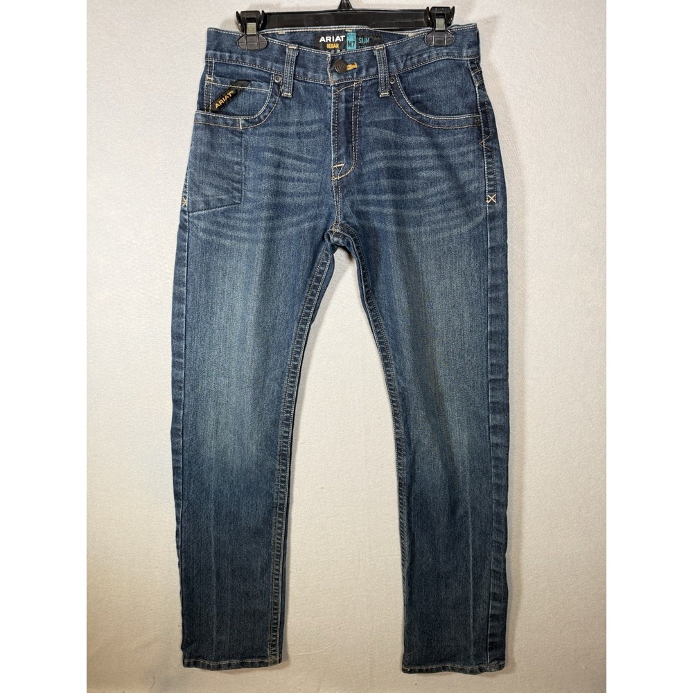 Ariat Rebar M7 Slim Straight Leg Jeans Men's 30x34 Dark Wash Rodeo Western 45287